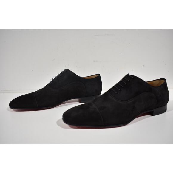 Christian Louboutin Greggo Flat Black Suede Lace Up Oxford Dress Loafer 40 7